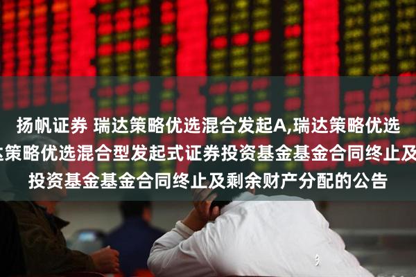 扬帆证券 瑞达策略优选混合发起A,瑞达策略优选混合发起C: 关于瑞达策略优选混合型发起式证券投资基金基金合同终止及剩余财产分配的公告